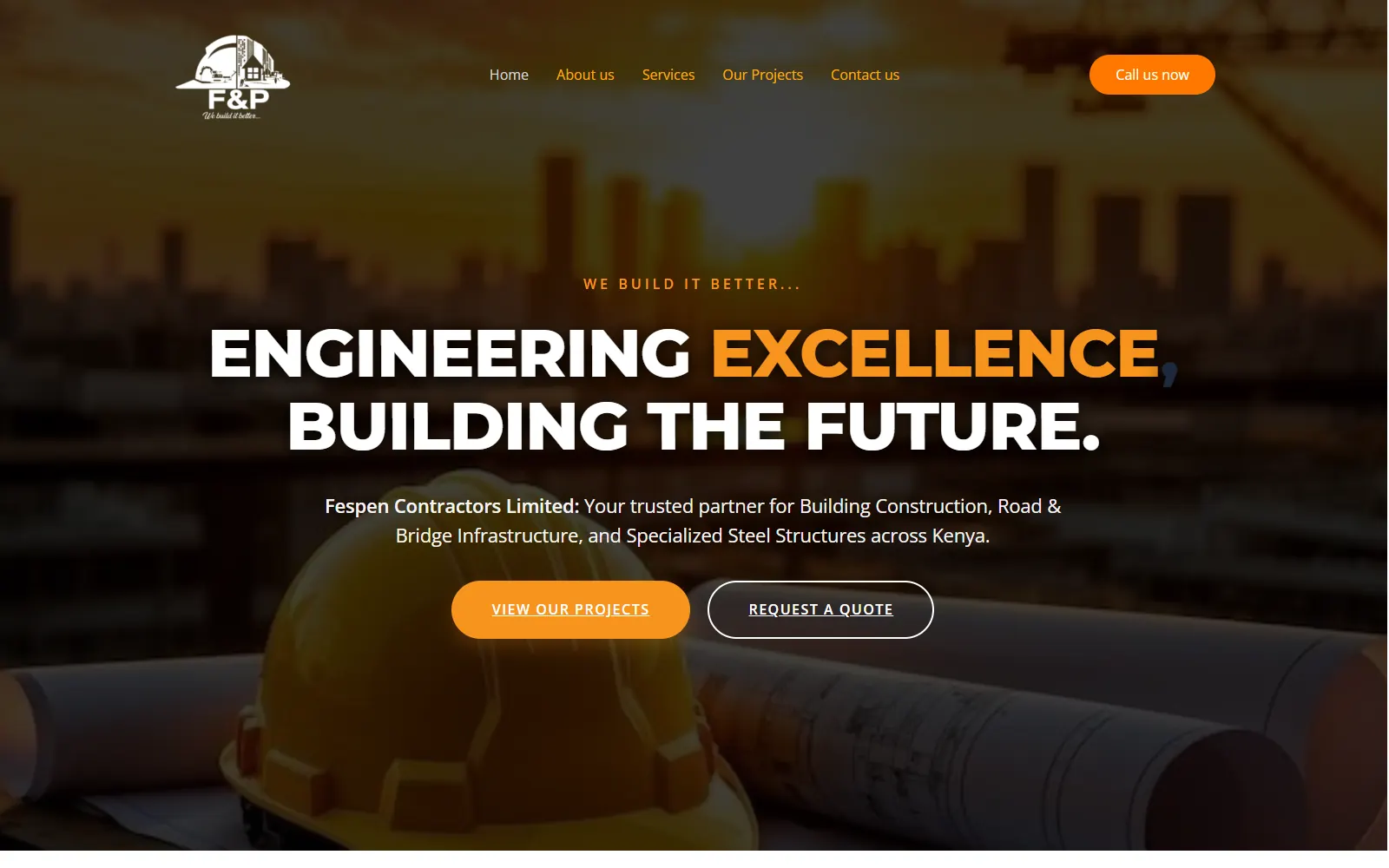 Fespen Contractors website homepage