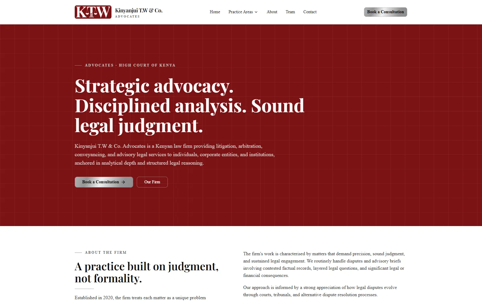 Kinyanjui Advocates website homepage