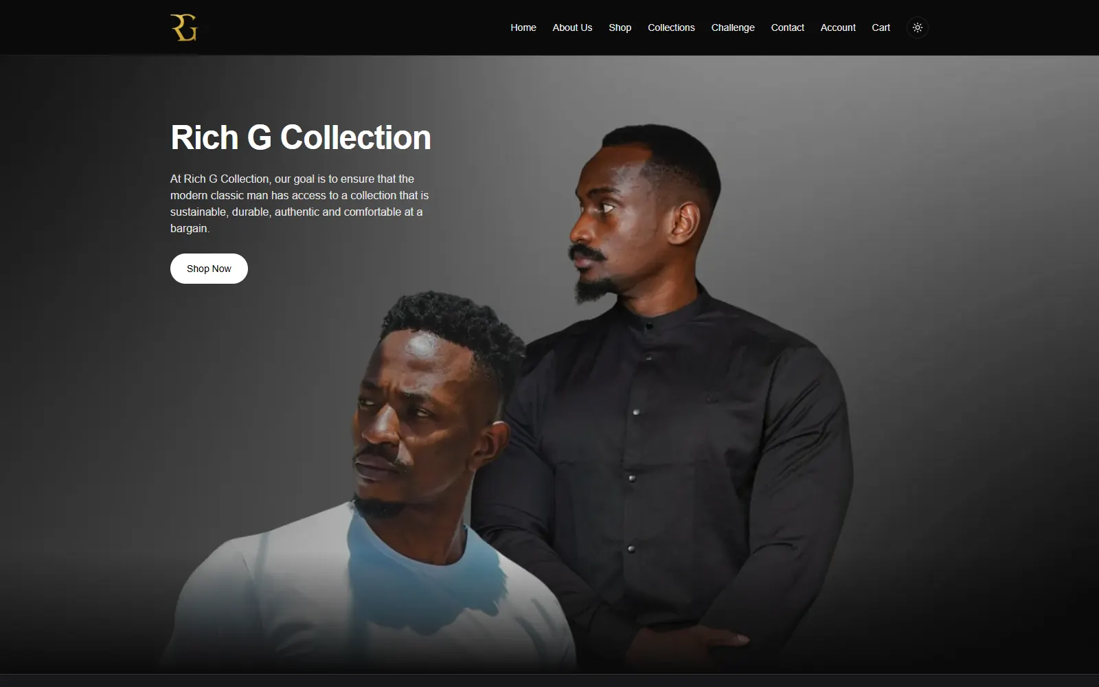 Rich G Collection website homepage